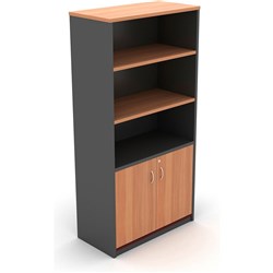 OM Half Door Storage Cupboard 900W x 450D x 1800mmH Cherry And Charcoal