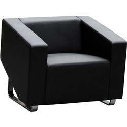 Cube Lounge Single Seater 860W x 720D x 880mmH Black Leather