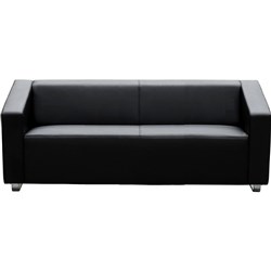 Cube Lounge 3 Seater 1980W x 720D x 880mmH Black Leather