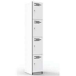 Rapidline Infinity Melamine 4 Door Locker 305Wx455Dx1850mmH White with Black Edging