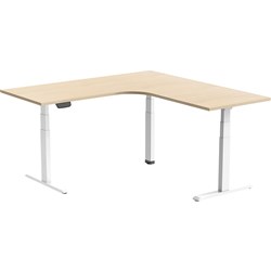 Ergovida Corner Electric Sit-Stand Desk 1800/1800W x 750D x 620-1280mmH Oak/White