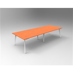 Rapidline Eternity Meeting And Boardroom Table 3200W x 1200D x 730mmH Cherry Top White Base
