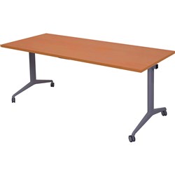Rapidline Flip Top Table 1500W x 750D x 730mmH Cherry Top Silver Frame