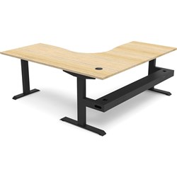 Rapidline Boost Static Corner Workstation + Tray 1500/1500W x 750D x 730mmH Oak/Black