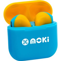 Moki MokiPods Volume Limited True Wireless Stereo Kids Mini Earphones Blue and Yellow