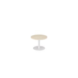 OLG Disc Base Round Coffee Table 600D x 450mmH Nordic Maple Top White Base