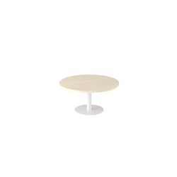 OLG Disc Base Round Coffee Table 900D x 450mmH Nordic Maple Top White Base
