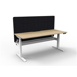 Rapidline Boost+ Workstation + Black Eco Screen + Cable Tray 1200Wx750Dx620-1270mmH Oak/Wht