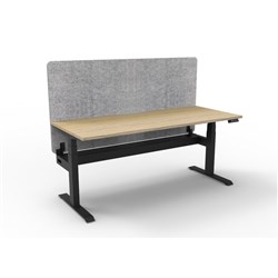 Rapidline Boost+ Workstation + Grey Eco Screen + Cable Tray 1500Wx750Dx620-1270mmH Oak/Blk