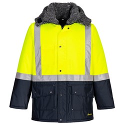 Huski Hi-Vis Contrast Freezer Jacket Medium Yellow And Navy