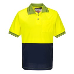 Portwest Hi-Vis Micro Mesh Polo Shirt Short Sleeve 9XL Yellow And Navy