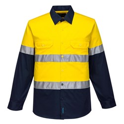 Portwest Hobart Hi-Vis Lightweight Contrast Shirt Long Sleeve 4XL Yellow/Navy