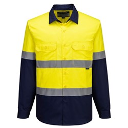 Portwest Industrial Hi-Vis Lightweight Contrast Shirt Long Sleeve 4XL Yellow/Navy