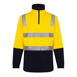 Portwest Hi-Vis Contrast 1/4 Zip Brush Fleece Jumper With Tape 2XL Yellow And Navy