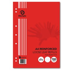 Paper Loose Leaf Refills A4 100pk 7 hole Reinforced