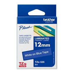 Brother TZE-535 P-Touch Tape 12mm x8m White on Blue