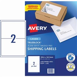 Avery Shipping Laser Labels White L7168 199.6x143.5mm 2UP 50 Labels 25 Sheets